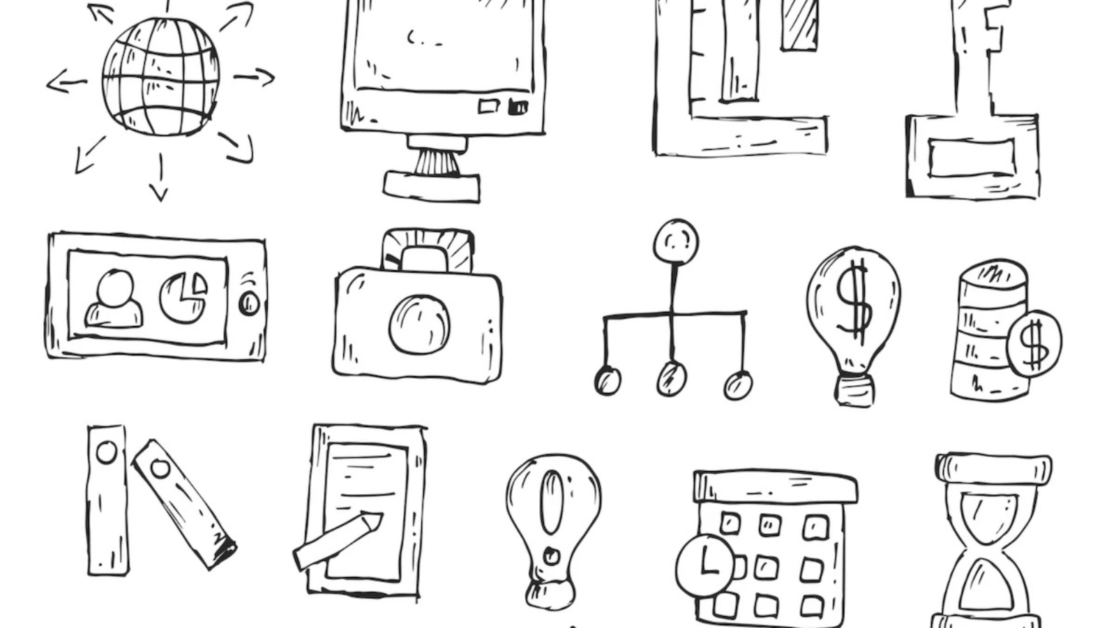 illustrated business images like a calendar and graph