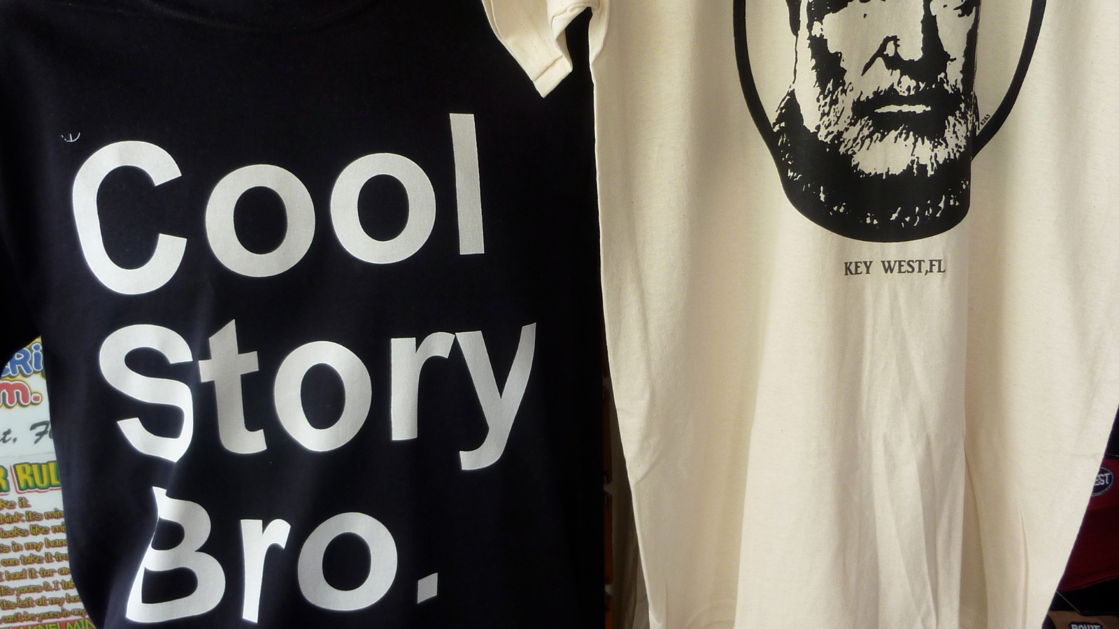 tshirts with hemingway and copy reading cool story bro