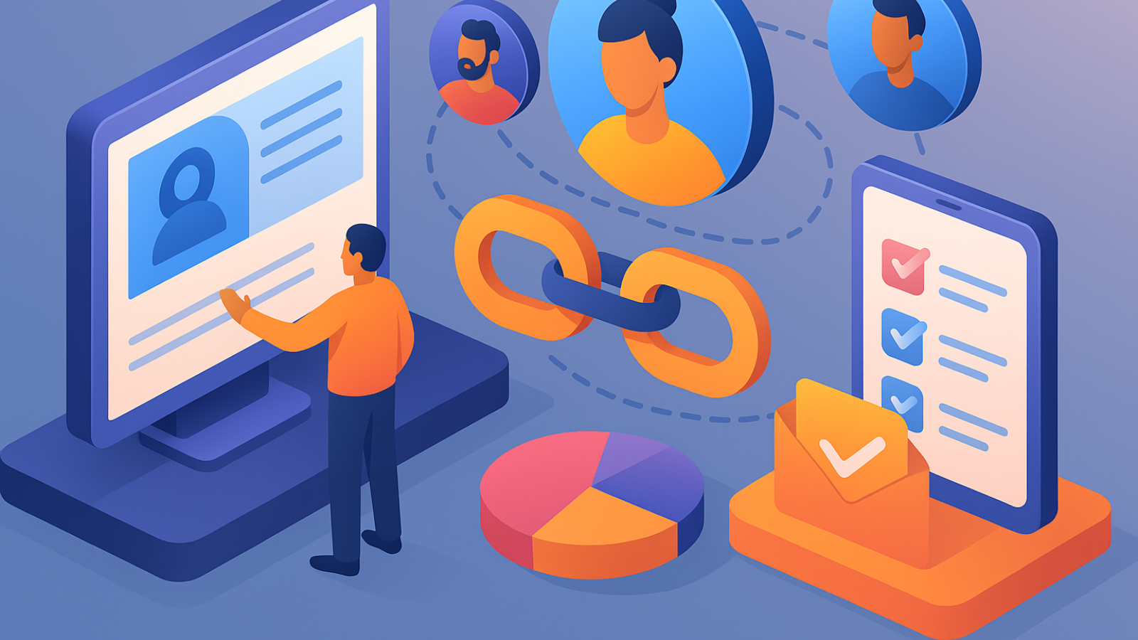 3d illustrated image showing email and web personalization