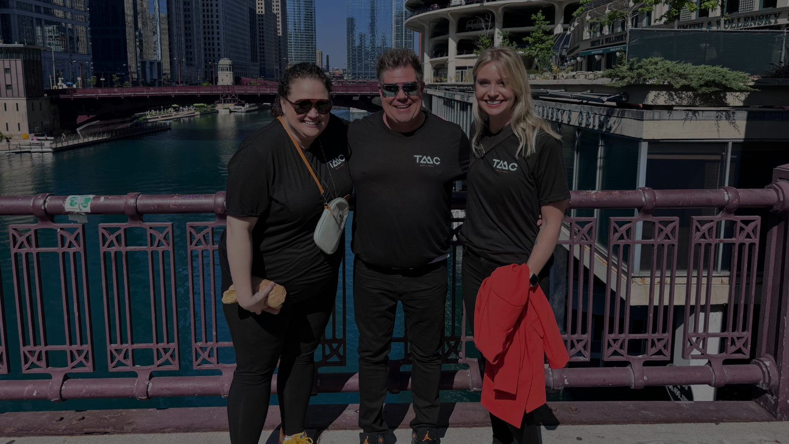 TMC Digital Media Employees standing together for a photo. From left to right, Jessie Duford, Erik MacPherson, and Melissa McFarland.