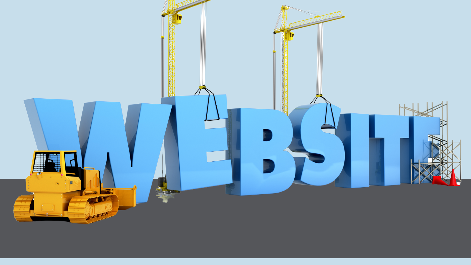 illustration of the word website with construction equipment