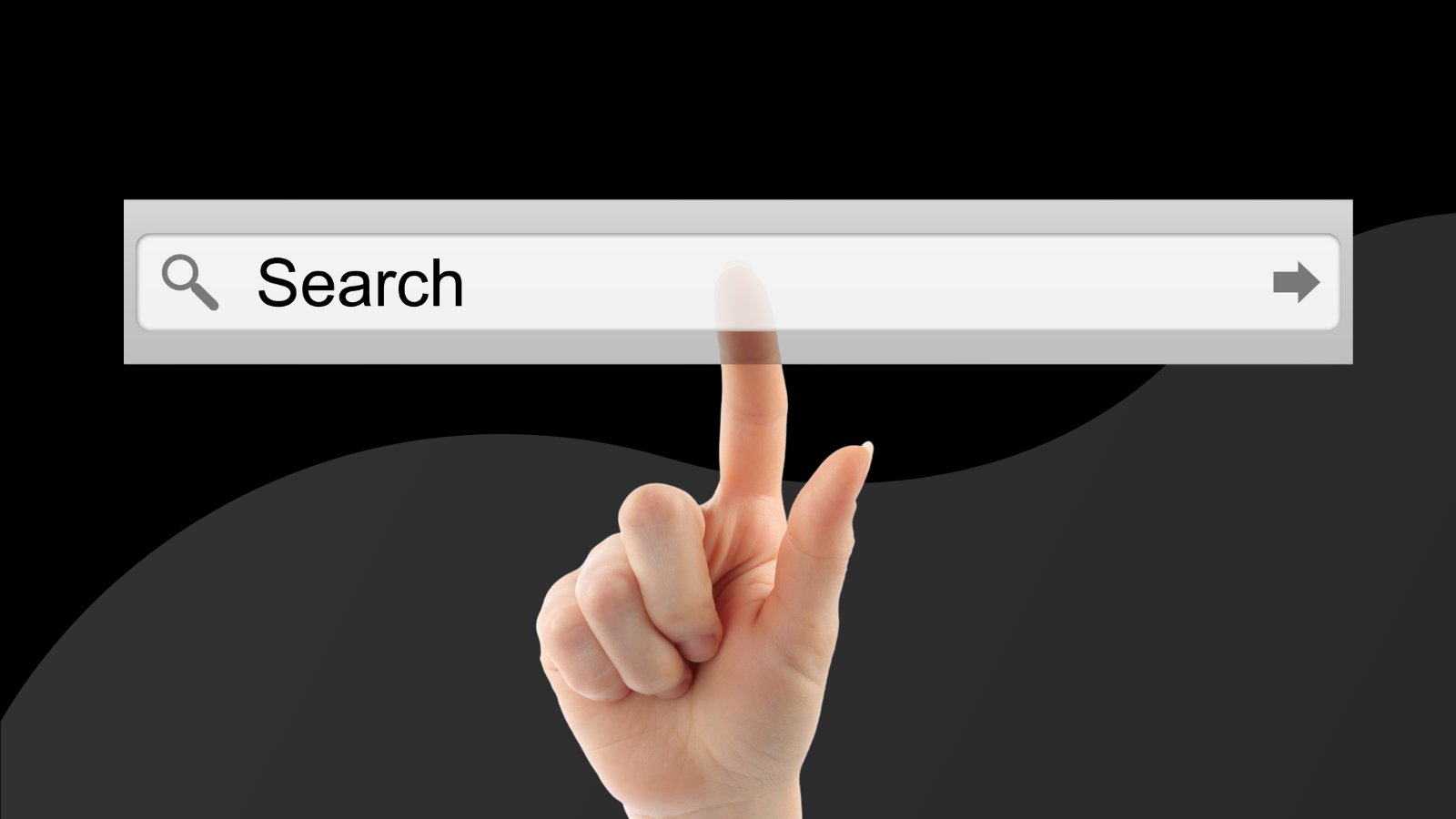 finger pointing at a website search bar